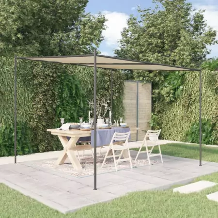 Gazebo Beige 3x3 m 180 g/m² Tessuto e Acciaio