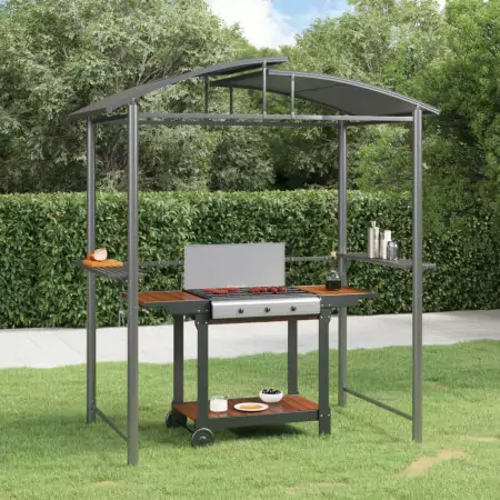 Gazebo Barbecue Ripiani Laterali Antracite 210x114x230 Acciaio