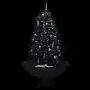 Albero di Natale con Nevicata e Base ad Ombrello Nero 170cm PVC