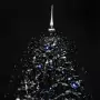 Albero di Natale con Nevicata e Base ad Ombrello Nero 170cm PVC