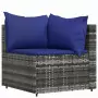 Set Divani da Giardino 4 pz con Cuscini in Polyrattan Grigio