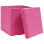 Scatole con Coperchi 4 pz Rosa 32x32x32 cm in Tessuto