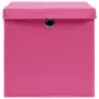 Scatole con Coperchi 4 pz Rosa 32x32x32 cm in Tessuto