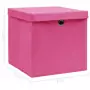 Scatole con Coperchi 4 pz Rosa 32x32x32 cm in Tessuto