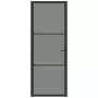 Porta Interna 76x201,5 cm Nero Opaco Vetro ESG e Alluminio