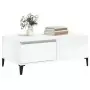 Tavolino Salotto Bianco Lucido 90x50x36,5 cm Legno Multistrato