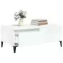 Tavolino Salotto Bianco Lucido 90x50x36,5 cm Legno Multistrato