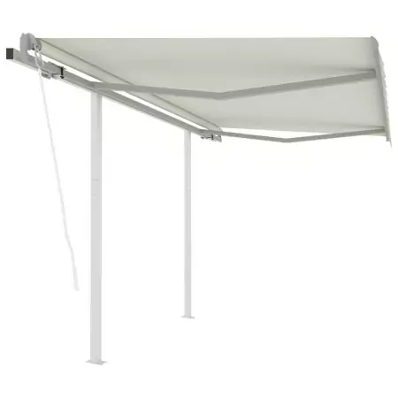 Tenda da Sole Retrattile Automatica con Pali 3,5x2,5 m Crema