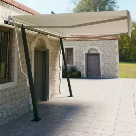 Tenda da Sole Retrattile Automatica con Pali 4,5x3 m Crema