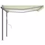 Tenda da Sole Retrattile Automatica con Pali 4,5x3 m Crema