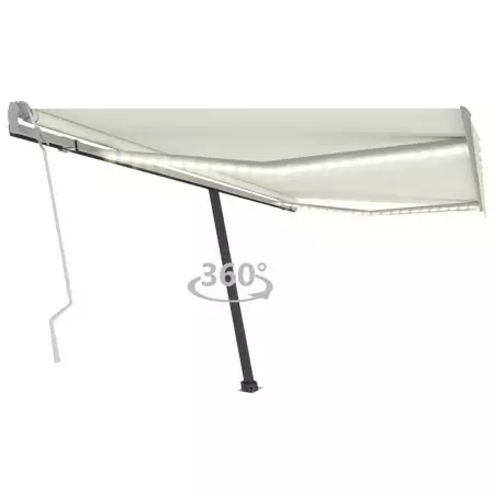Tenda da Sole Retrattile Manuale con LED 450x300 cm Crema