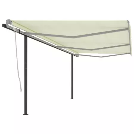 Tenda da Sole Retrattile Manuale con Pali 6x3,5 m Crema