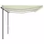 Tenda da Sole Retrattile Manuale con Pali 6x3,5 m Crema