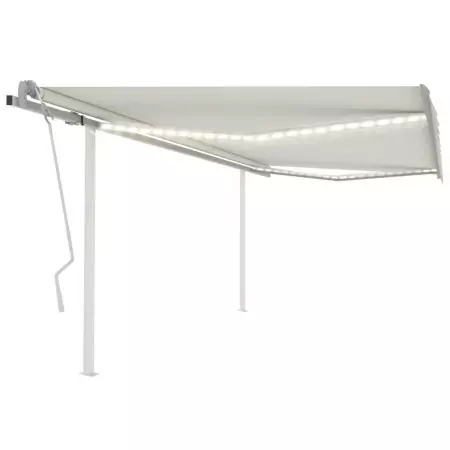 Tenda da Sole Retrattile Manuale con LED 4,5x3,5 m Crema