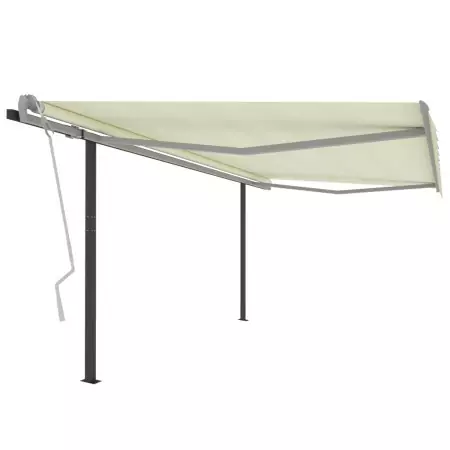 Tenda da Sole Retrattile Manuale con Pali 4,5x3,5 m Crema