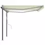 Tenda da Sole Retrattile Manuale con Pali 4,5x3,5 m Crema