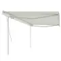 Tenda da Sole Retrattile Manuale con Pali 5x3,5 m Crema