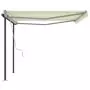 Tenda da Sole Retrattile Manuale con Pali 4x3,5 m Crema