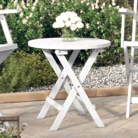 Tavolo da Giardino Pieghevole Bianco Ø 46 cm Massello di Acacia