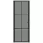 Porta Interna 76x201,5 cm Nera in Vetro ESG e Alluminio