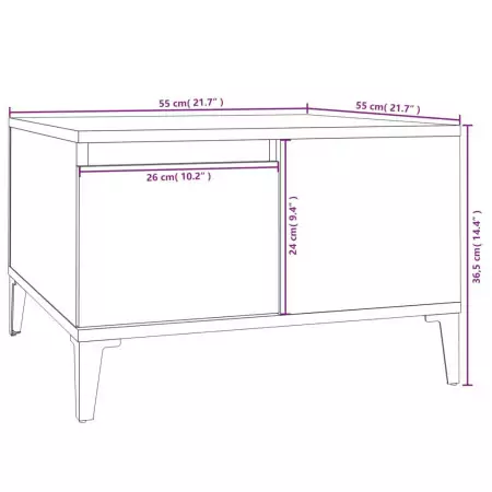 Tavolino da Salotto Rovere Marrone 55x55x36,5 cm in Multistrato