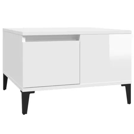 Tavolino Salotto Bianco Lucido 55x55x36,5 cm Legno Multistrato