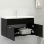 Mobile da Bagno con Lavabo Integrato Nero in Truciolato