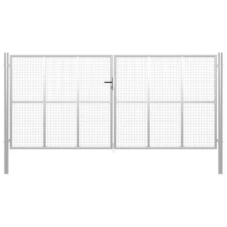 Cancello per Giardino in Acciaio Zincato 415x225 cm Argento