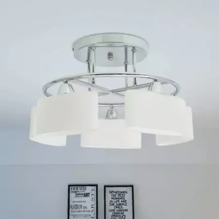 Lampada Soffitto Paralumi Elissoidi Vetro 5 Lampadine E14 200 W