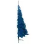 Albero di Natale Artificiale a Metà con Supporto Blu 120 cm PVC