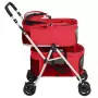 Passeggino Cani Pieghevole 2 Livelli Rosso 83x48x97cm Tessuto