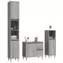 Set Mobili da Bagno 3 pz Grigio Sonoma in Legno Multistrato