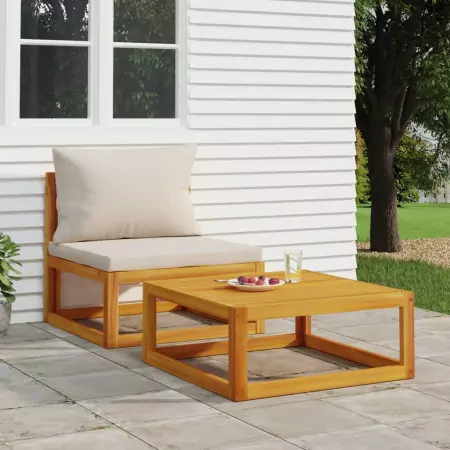 Set Divani da Giardino 2pz con Cuscini Legno Massello di Acacia