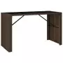 Tavolo Bar con Piano in Vetro Marrone 185x80x110 cm Polyrattan