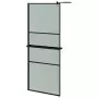 Parete Doccia Walk in Mensola Nera 80x195cm Vetro ESG Alluminio