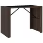 Tavolo Bar con Piano in Vetro Marrone 145x80x110 cm Polyrattan