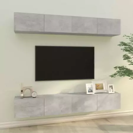 Mobili Porta TV a Parete 4 pz Grigio Cemento 100x30x30 cm