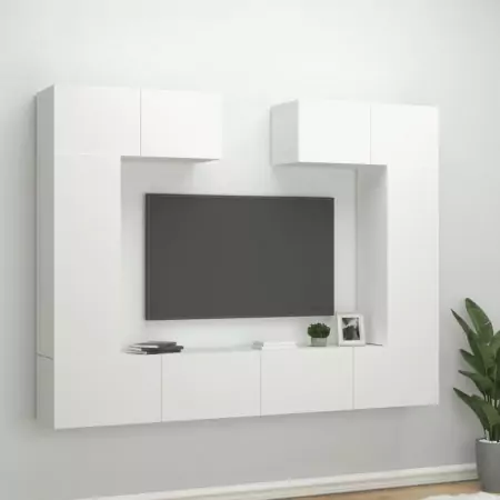 Set di Mobili Porta TV 6 pz Bianco in Legno Multistrato