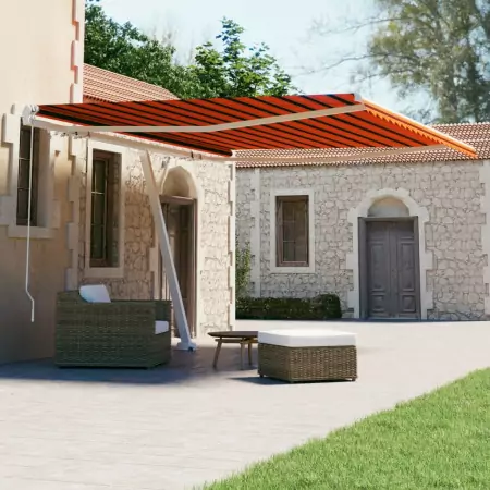 Tenda Retrattile Manuale con Palo 400x300 cm Arancio Marrone