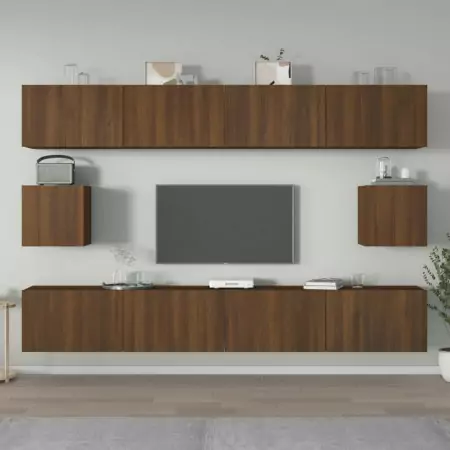 Set Mobili Porta TV 6 pz Rovere Marrone in Legno Multistrato