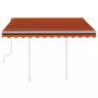 Tenda Retrattile Manuale con Pali 3,5x2,5m Arancio e Marrone