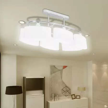 Lampade da Soffitto Ellissoidali 4 pz Paralume in Vetro E14