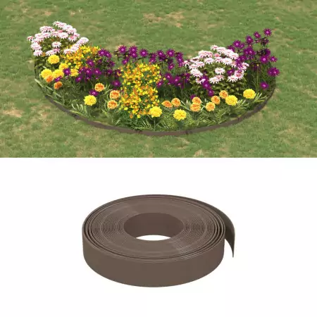 Bordature da Giardino 4 pz Marroni 10 m 10 cm in Polietilene