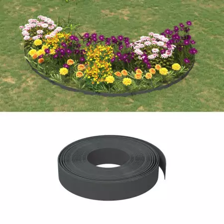 Bordature da Giardino 3 pz Grigie 10 m 10 cm in Polietilene