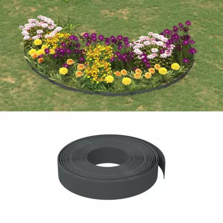 Bordature da Giardino 5 pz Grigie 10 m 10 cm in Polietilene