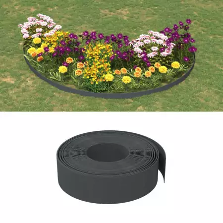 Bordature da Giardino 4 pz Grigie 10 m 15 cm in Polietilene