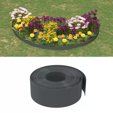 Bordature da Giardino 5 pz Grigie 10 m 20 cm in Polietilene