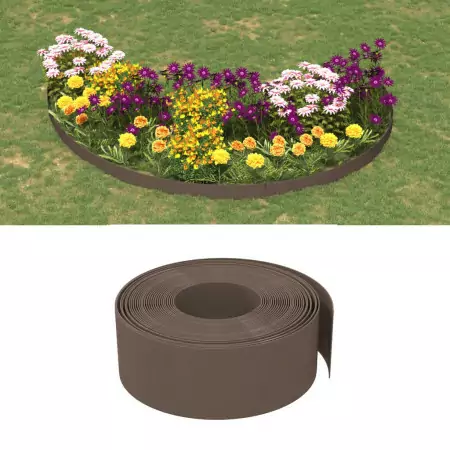 Bordature da Giardino 4 pz Marroni 10 m 20 cm in Polietilene