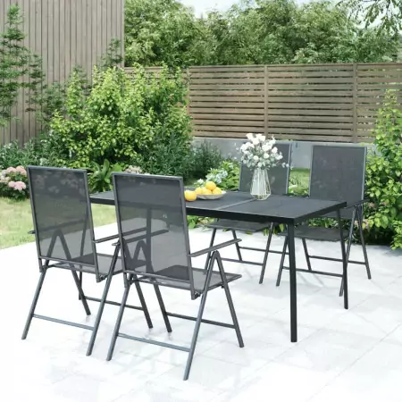 Set da Pranzo da Giardino 5 pz in Acciaio Antracite