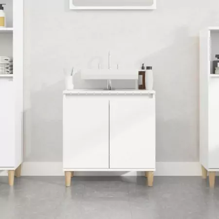 Mobile Lavabo Bianco Lucido 58x33x60 cm in Legno Multistrato